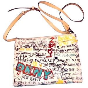 DKNY Graffiti Bryant Park White Cross Body Bag